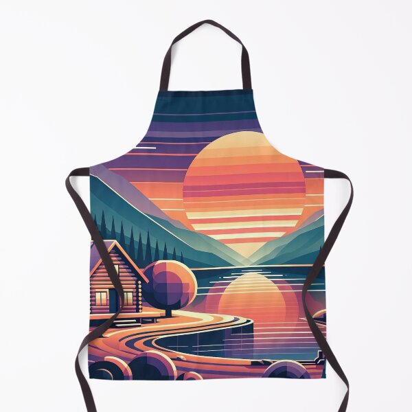Item preview, Lakeside Sunset Haven - Vibrant Landscape Illustration designed and sold by RyanBelandres.