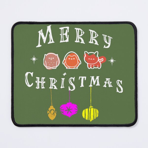 Item preview, Merry Christmas - three animals in pink, orange and red, Christmas baubles and Christmas wishes designed and sold by SplashTastic.