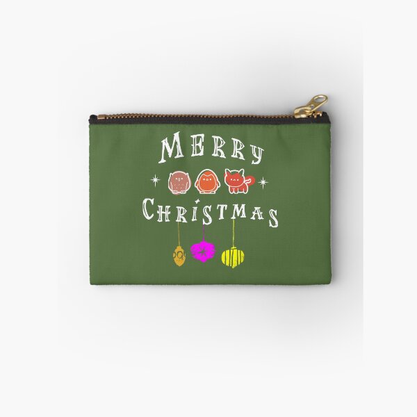 Item preview, Merry Christmas - three animals in pink, orange and red, Christmas baubles and Christmas wishes designed and sold by SplashTastic.