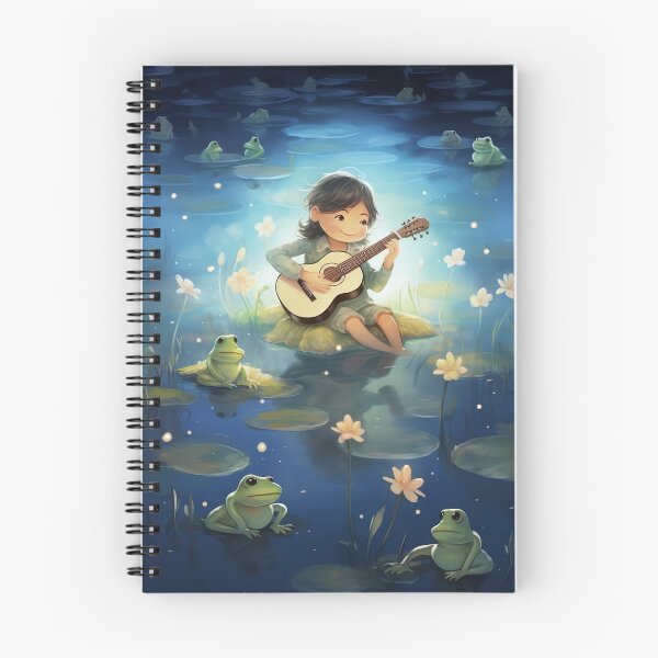 Item preview, Girl playing guitar to frogs designed and sold by cute-animals99.