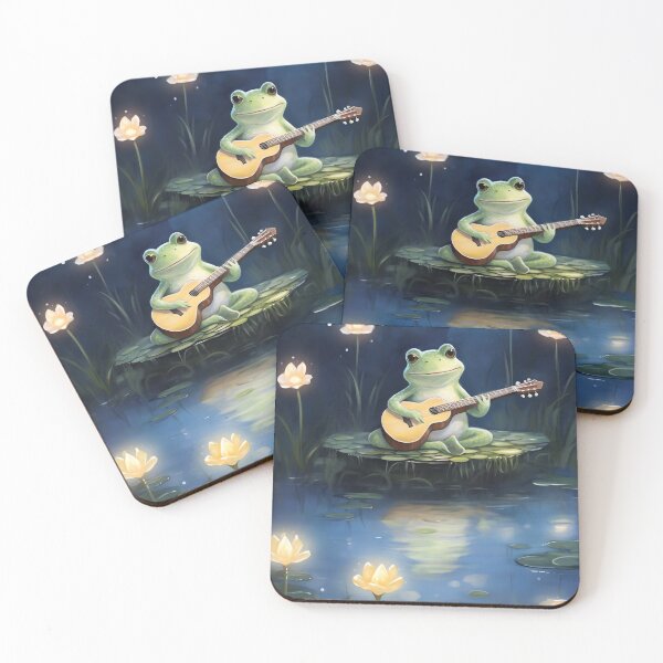 Item preview, Frog playing guitar at night designed and sold by cute-animals99.