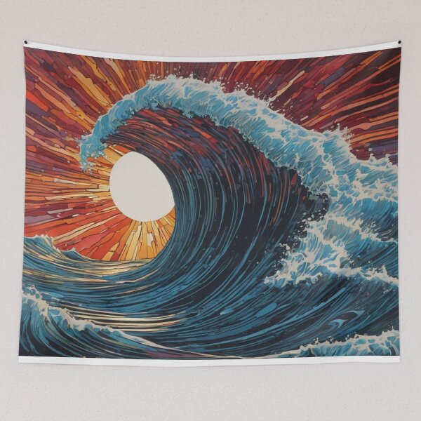 Item preview, Large Ocean Wave - Linocut Style designed and sold by shutterrudder.