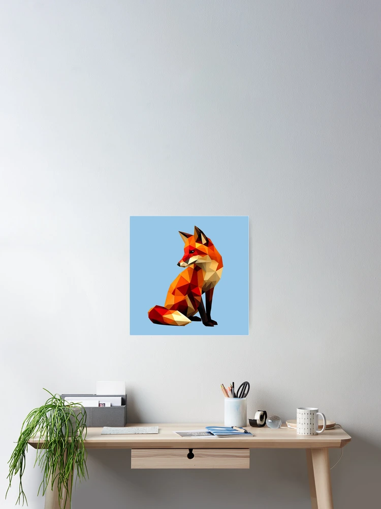 Thumbnail 2 of 3, Poster, Red Low Poly Fox designed and sold by QuickSticker.