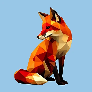 Artwork thumbnail, Red Low Poly Fox by QuickSticker