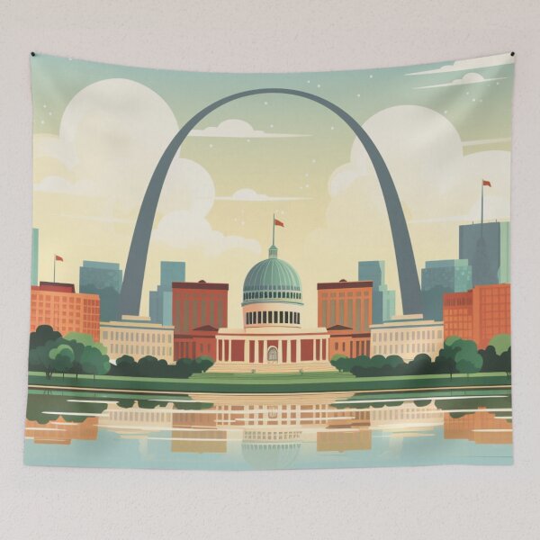 Item preview, St Louis Skyline, Wes Anderson Style designed and sold by Skyline-Design5.
