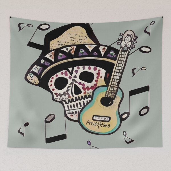 Item preview, MEXICAN SKULL PLAYING THE GUITAR designed and sold by inarausch2023.