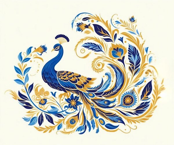 Blue and Gold Peacock