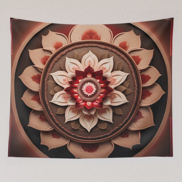 Artikelvorschau, Lotusblumen-Mandala-Kunst mit roten Farbtönen entworfen und verkauft von SpiritualManda.