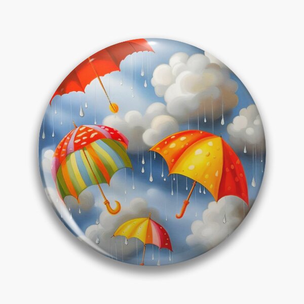 Item preview, open multi-colored umbrellas flying away in a rainy storm sky designed and sold by Creativesphotos.