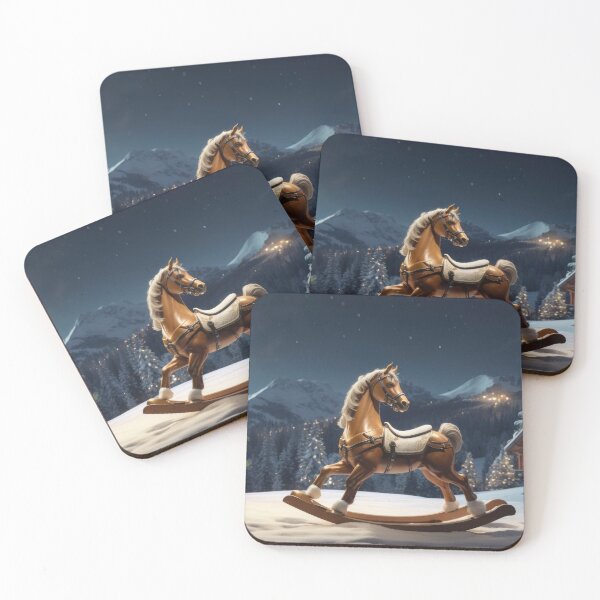 Item preview, Rocking horse, winter background, night designed and sold by Damian Sobczyk.
