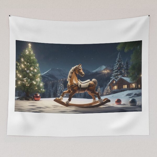 Item preview, Rocking horse, winter background, night designed and sold by Damian Sobczyk.