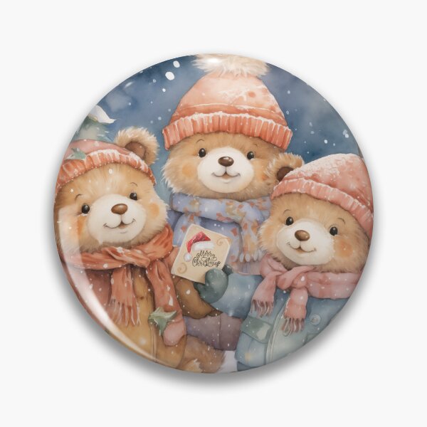 Item preview, Merry Christmas Teddy Bears In Snowy Village designed and sold by jenmountainen.