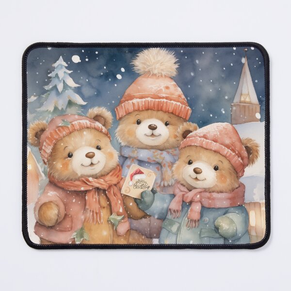 Item preview, Merry Christmas Teddy Bears In Snowy Village designed and sold by jenmountainen.