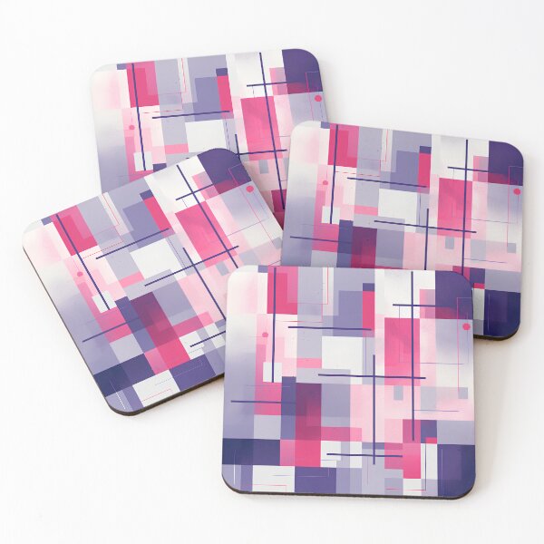 Item preview, Modern painting with squares and lines, in the style of light navy and dark magenta designed and sold by TinyTints.
