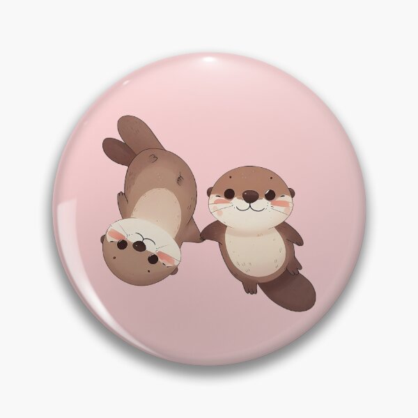 Item preview, Cute couple of otters holding hands designed and sold by QuickSticker.