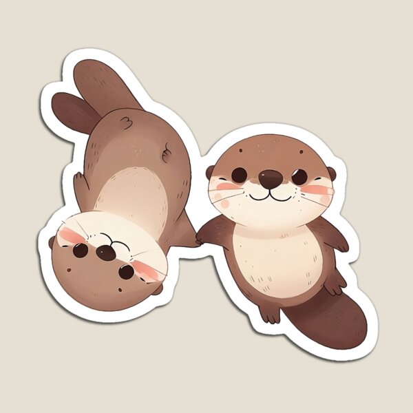 Item preview, Linda pareja de nutrias cogidos de la mano designed and sold by QuickSticker.