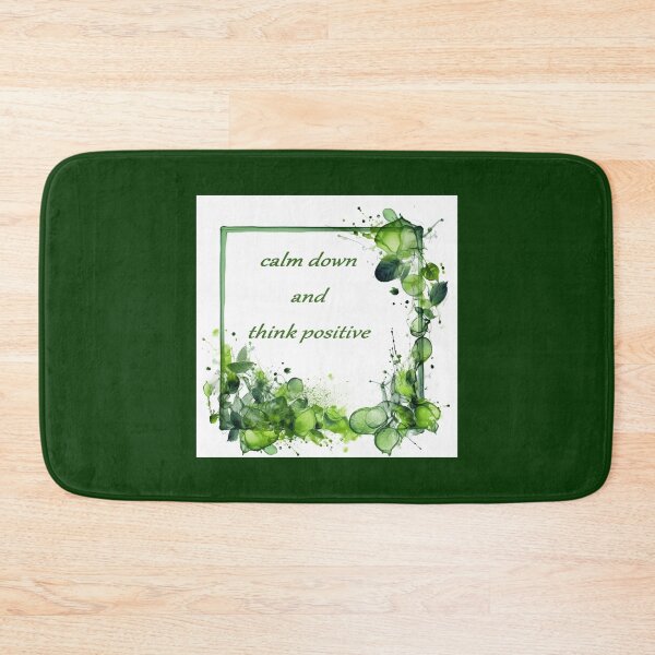 Item preview, Calm down and think positive, green artwork with text designed and sold by silent-violin.