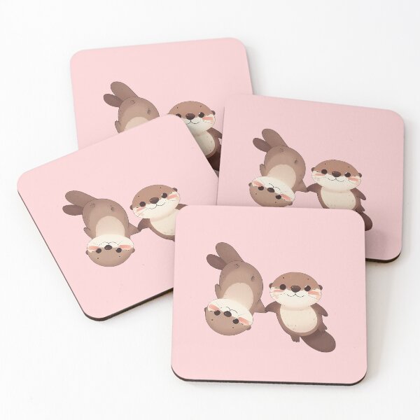 Item preview, Cute couple of otters holding hands designed and sold by QuickSticker.