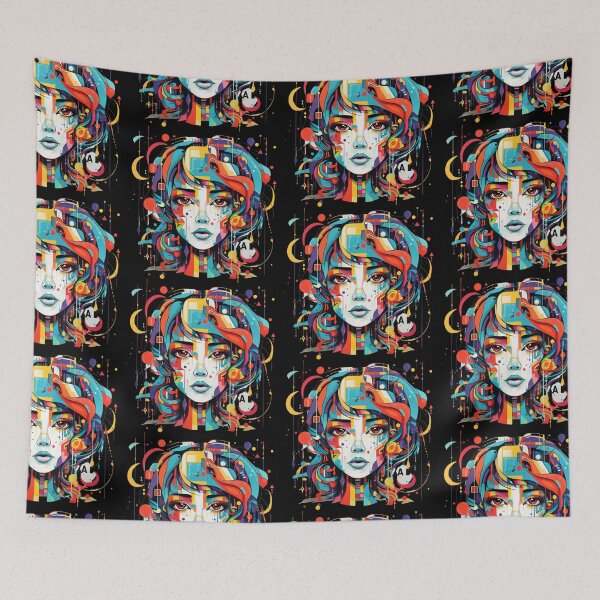 Item preview, graphic woman colorful portrait designed and sold by TraceDessiner.