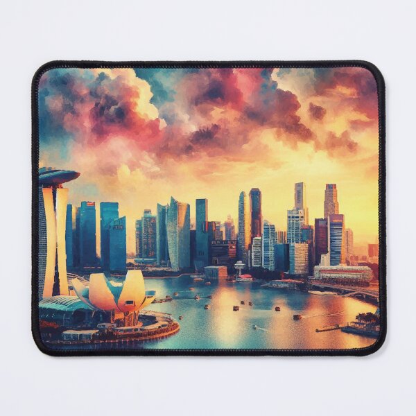 Artikelvorschau, Singapur bei Sonnenuntergang entworfen und verkauft von badguyduh.