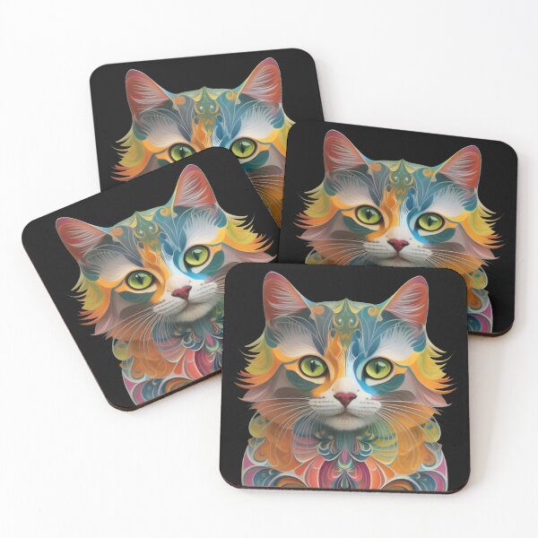 Item preview, Artistic image of a colorful cat designed and sold by LuckyFamily.