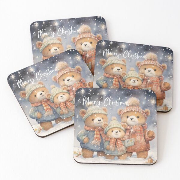 Item preview, Merry Christmas Teddy Bears With Snow And Stars designed and sold by jenmountainen.