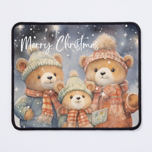 Item preview, Merry Christmas Teddy Bears With Snow And Stars designed and sold by jenmountainen.