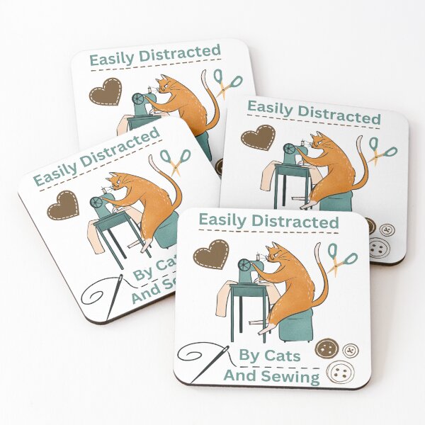 Item preview, Easily Distracted By Cats And Sewing - A Cat Sewing designed and sold by Wiss2Arts.
