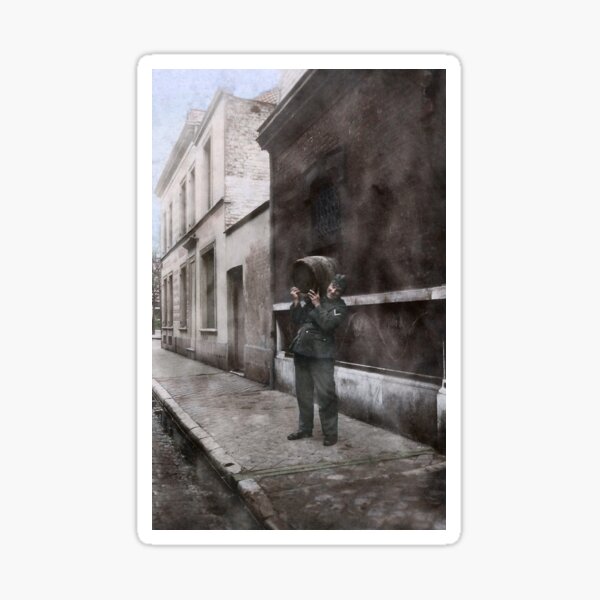 Gefreiter Johann Schür carrying a barrel, Eastern Front, 1941. Sticker
