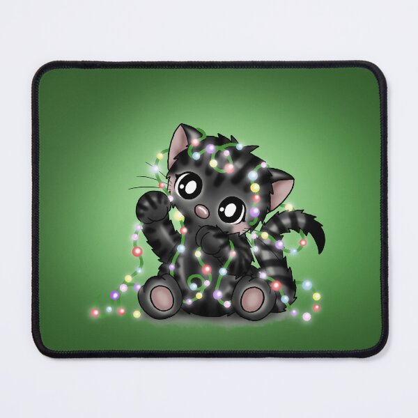 Item preview, cute tiger cat with christmas string lights designed and sold by Pezi-Creation.