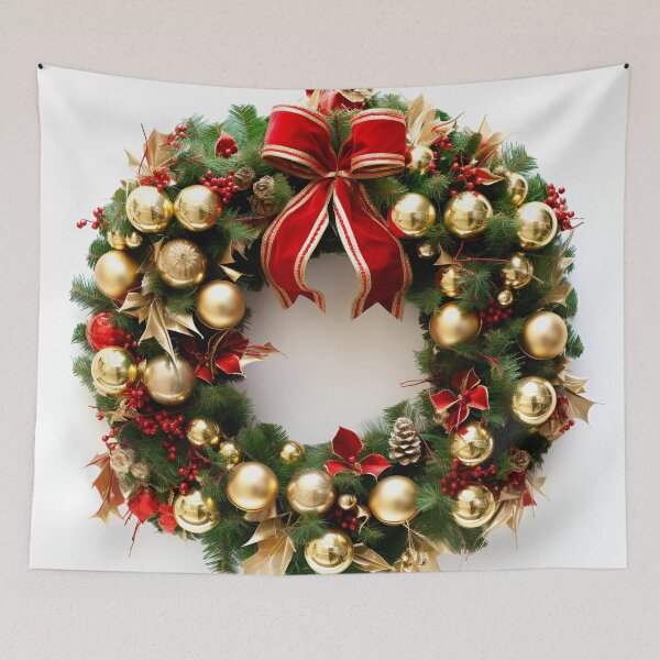 Item preview, Decorative Christmas holiday wreath print designed and sold by dcrc.