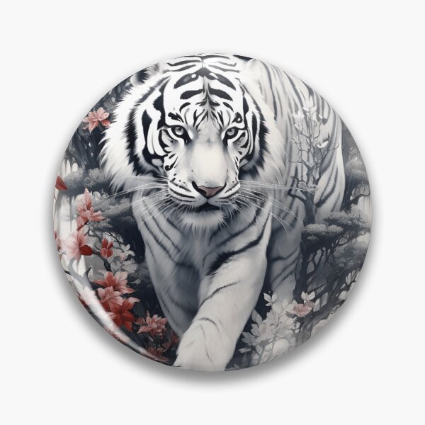 Item preview, stunning white tiger in japanese style print designed and sold by dcrc.