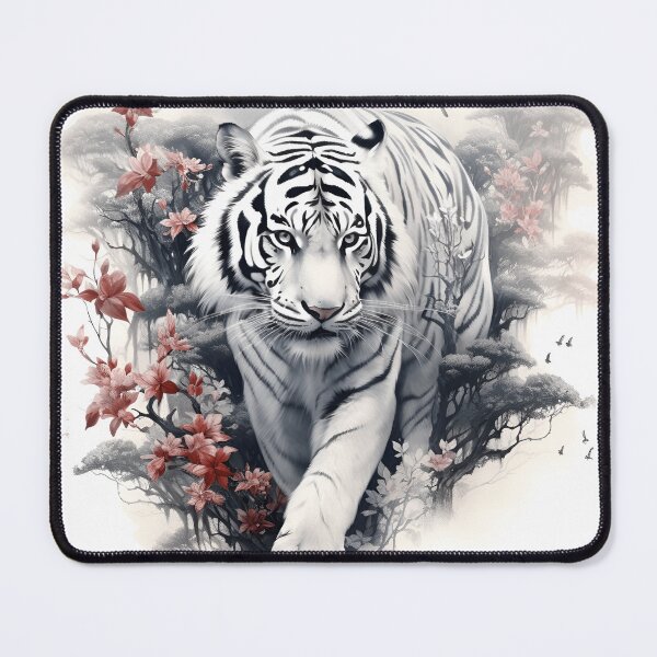 Item preview, stunning white tiger in japanese style print designed and sold by dcrc.