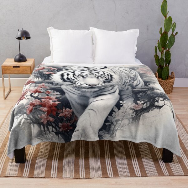 Item preview, stunning white tiger in japanese style print designed and sold by dcrc.