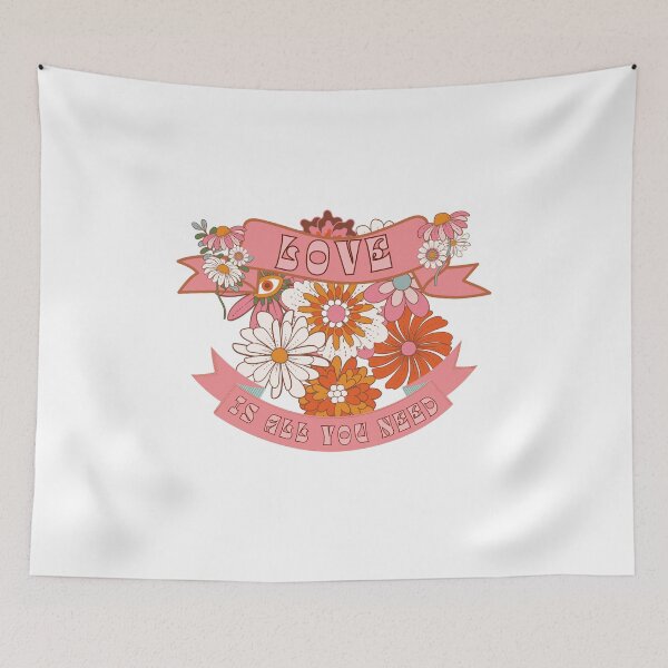 Item preview, Love is all you need on cute retro banners with flowers designed and sold by BritishDelights.