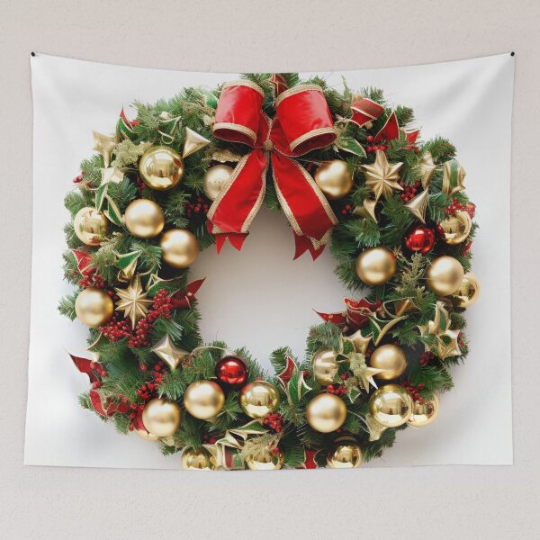 Item preview, Decorative Christmas holiday wreath print designed and sold by dcrc.
