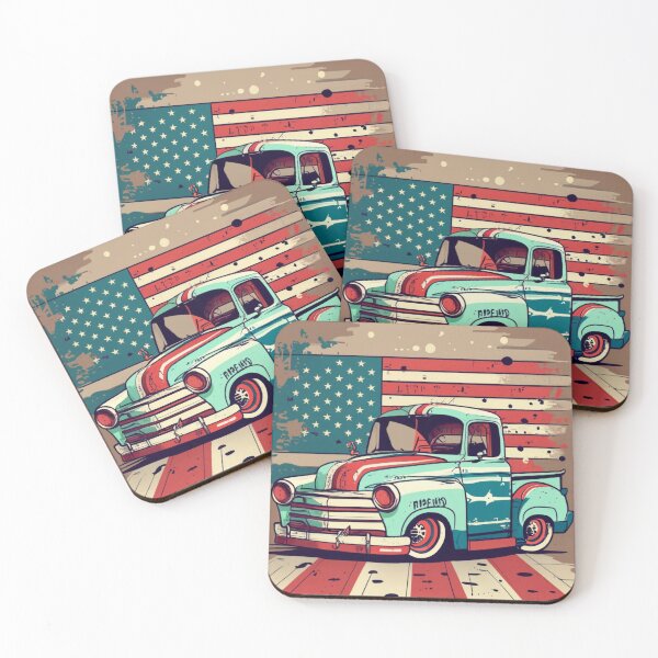 Item preview,  Vintage American Cars with Flag designed and sold by Thompika.