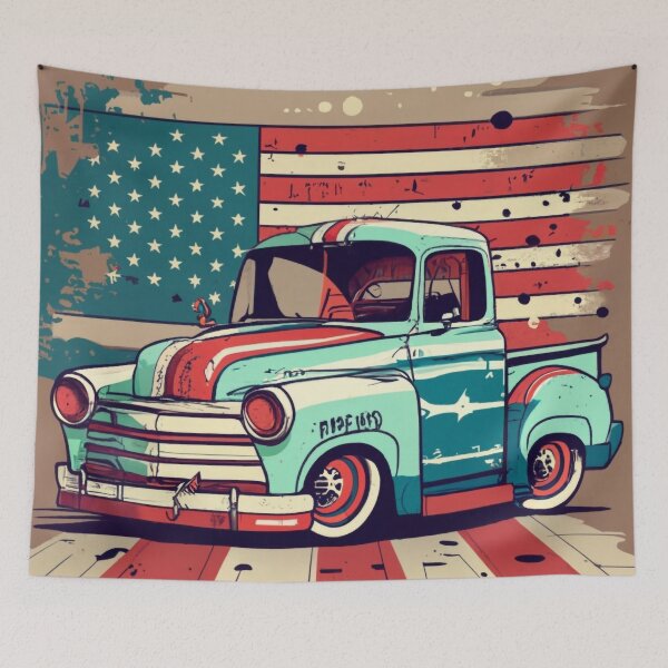 Item preview,  Vintage American Cars with Flag designed and sold by Thompika.