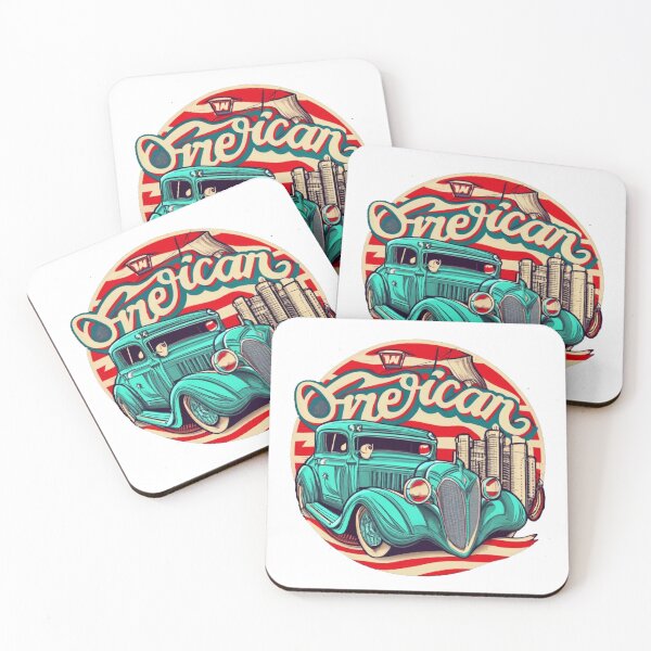 Item preview, Vintage American Cars with Flag designed and sold by Thompika.
