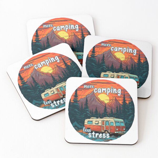 Item preview, More Camping Less Stress - Camping Hiking Sunset Mountains designed and sold by Bug & Brush.