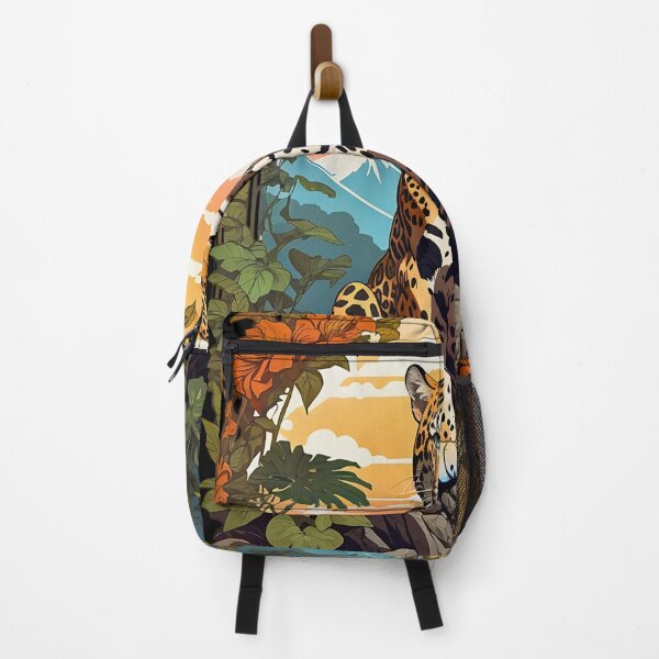 Item preview, Leopard Mountains Jungle sunset retro vintage floral design designed and sold by BorgSpareParts.