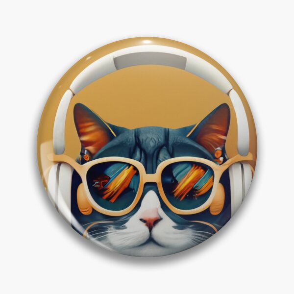 Item preview, cat with earphone designed and sold by jdy3000.