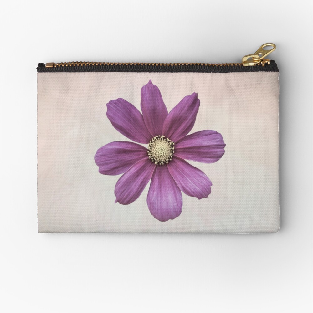 Purple Cosmos Flower Zipper Pouch