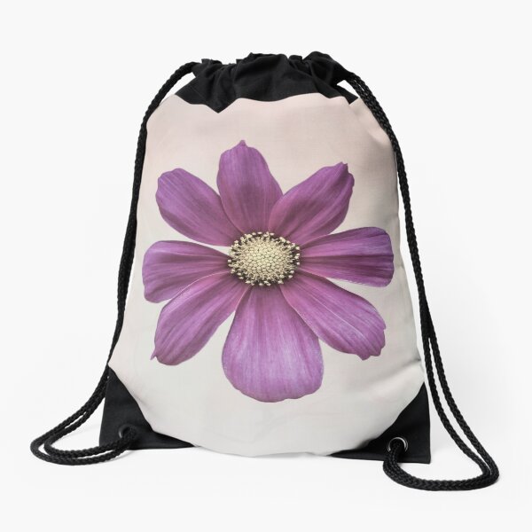 Purple Cosmos Flower Drawstring Bag
