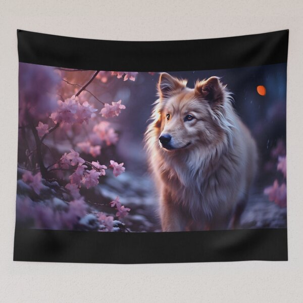 Item preview, Bioluminescent roses and mystical wolf designed and sold by AI-Only Creations.