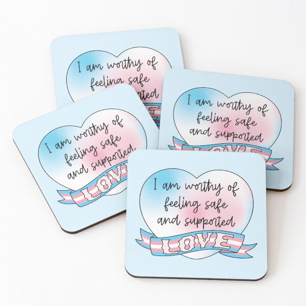 Item preview, I am worthy of feeling safe and supported Transgender Pride Banner Trans Positive Affirmations designed and sold by ArtliciousHUMAN.