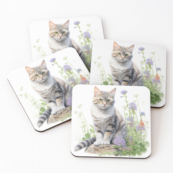 Item preview, Tabby cat and flowers designed and sold by Carly Gough.