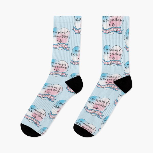 Item preview, I am deserving of all the good things in life Transgender Pride Banner Trans Positive Affirmations designed and sold by ArtliciousHUMAN.