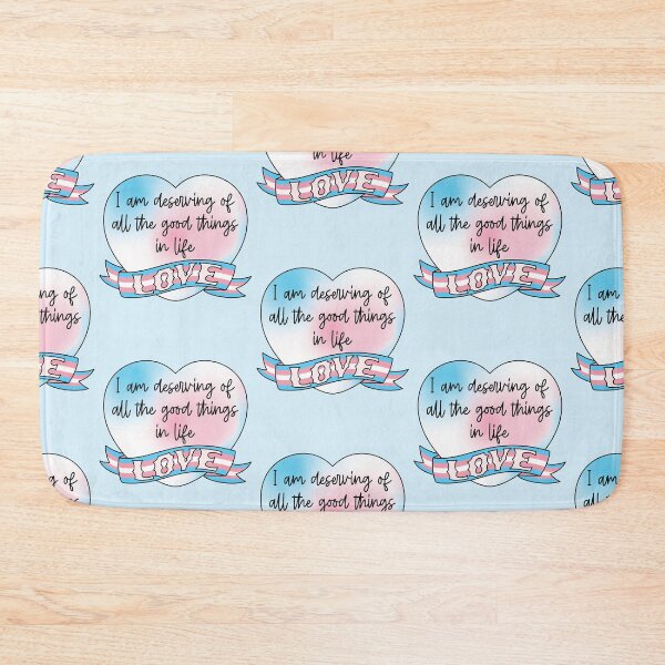 Item preview, I am deserving of all the good things in life Transgender Pride Banner Trans Positive Affirmations designed and sold by ArtliciousHUMAN.