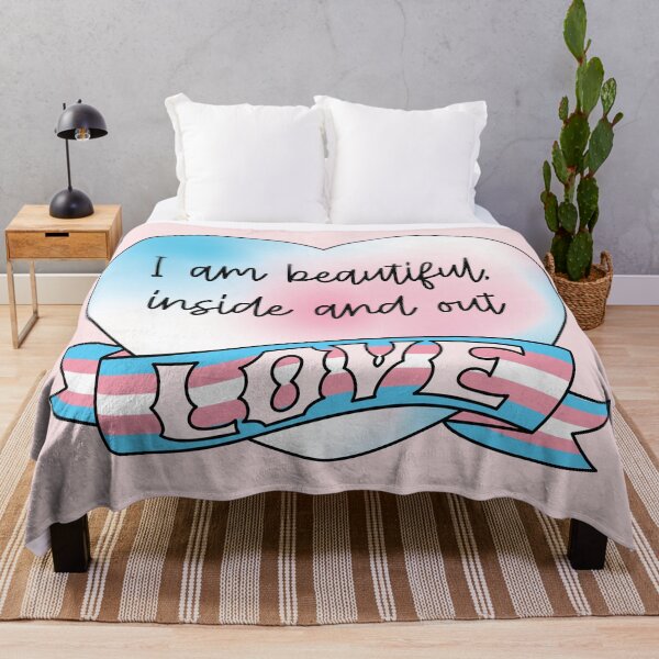 Item preview, I am beautiful inside and out Transgender Pride Banner Trans Positive Affirmations designed and sold by ArtliciousHUMAN.